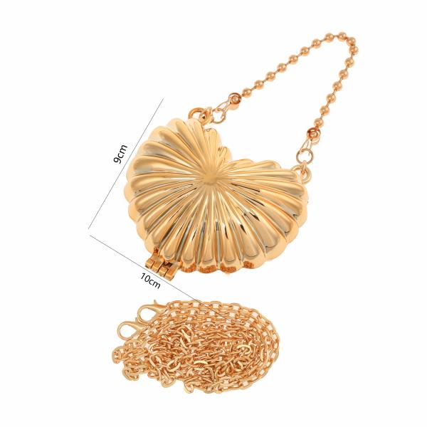 METAL HEART SHAPED MINI BAG WITH CROSSBODY STRAP