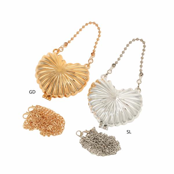 METAL HEART SHAPED MINI BAG WITH CROSSBODY STRAP