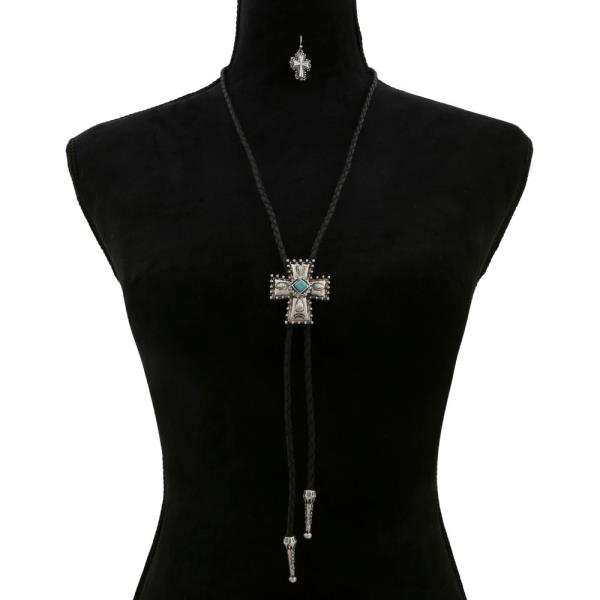 WESTERN STYLE CROSS CORD NECKLACE