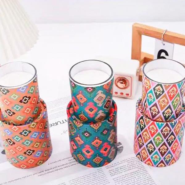 ETHNIC PATTERN GLASS JAR SCENTED CANDLE