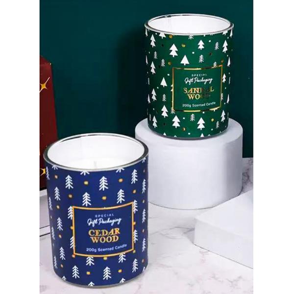 CEDAR WOOD AND SANDALWOOD TREE PATTERN GLASS JAR SCENTED CANDLE