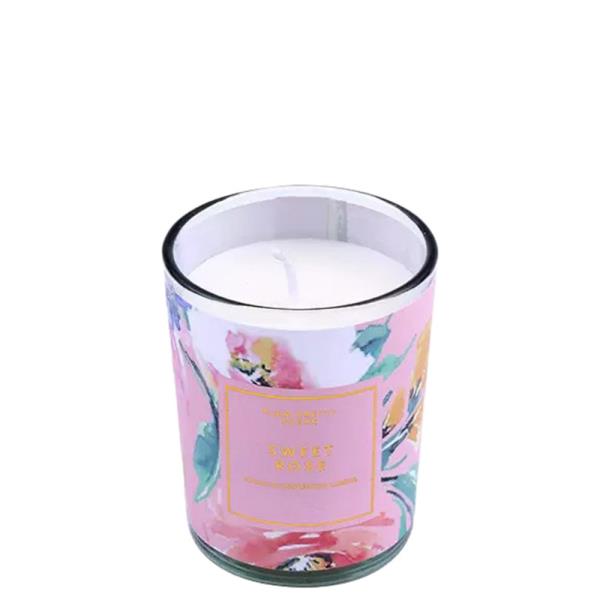 SWEET ROSE FLORAL GLASS JAR SCENTED CANDLE