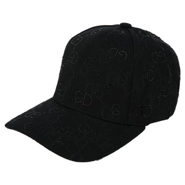 MONOGRAM PRINT RHINESTONE ACCENT BASEBALL CAP