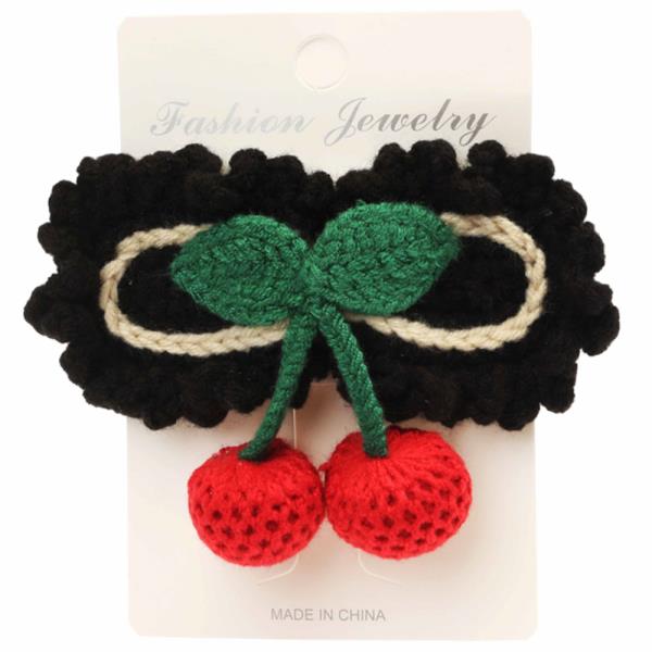 CHERRY CROCHET KNIT SNAP HAIR PIN