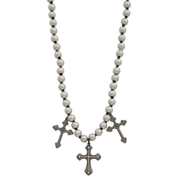 CROSSES BALL BEADED NECKLACE