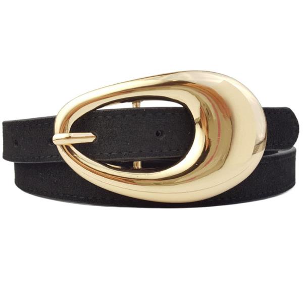 GENUINE SUEDE BELT WITH GOLD TEAR DROP BUCKLE