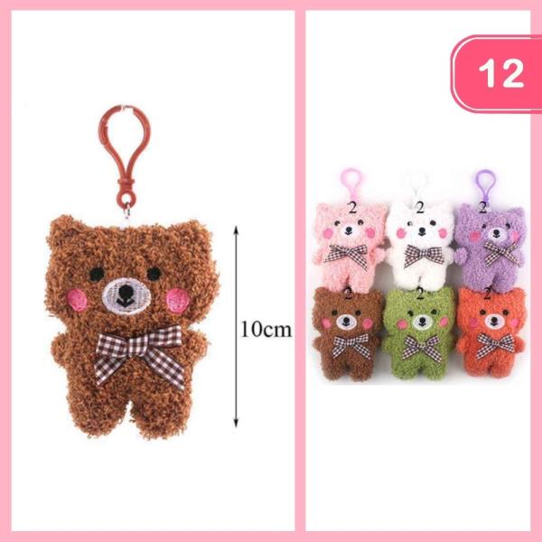 TEDDY BEAR BOW CHECKERED TIE KEYCHAIN (12 UNITS)