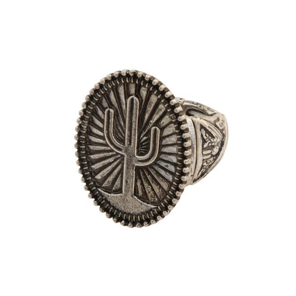 OVAL CACTUS METAL RING