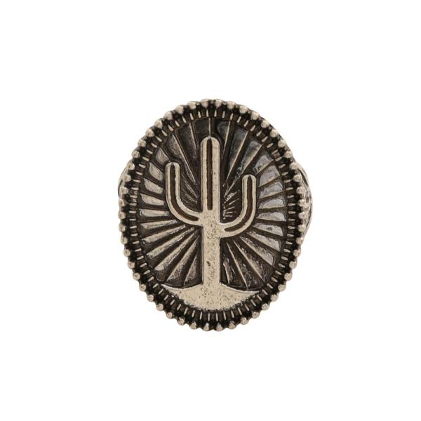 OVAL CACTUS METAL RING