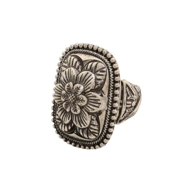 WESTERN STYLE FLOWER METAL RING