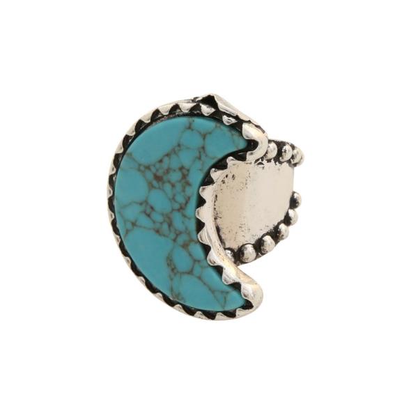 WESTERN TURQUOISE BEAD MOON RING