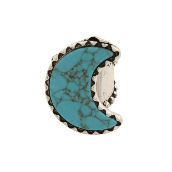 WESTERN TURQUOISE BEAD MOON RING