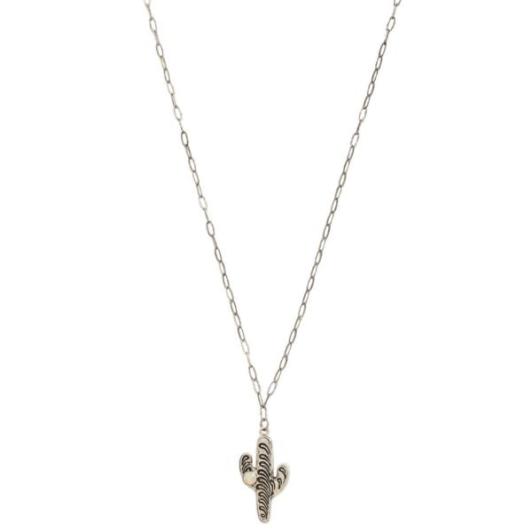 WESTERN STYLE CACTUS PENDANT NECKLACE