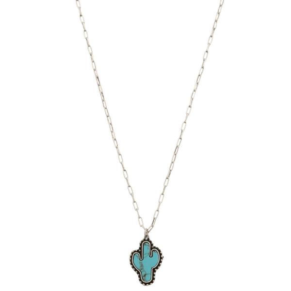 WESTERN STYLE CACTUS TURQUOISE BEAD NECKLACE