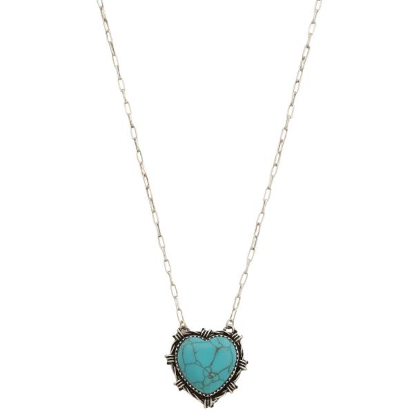 HEART TURQUOISE PENDANT NECKLACE