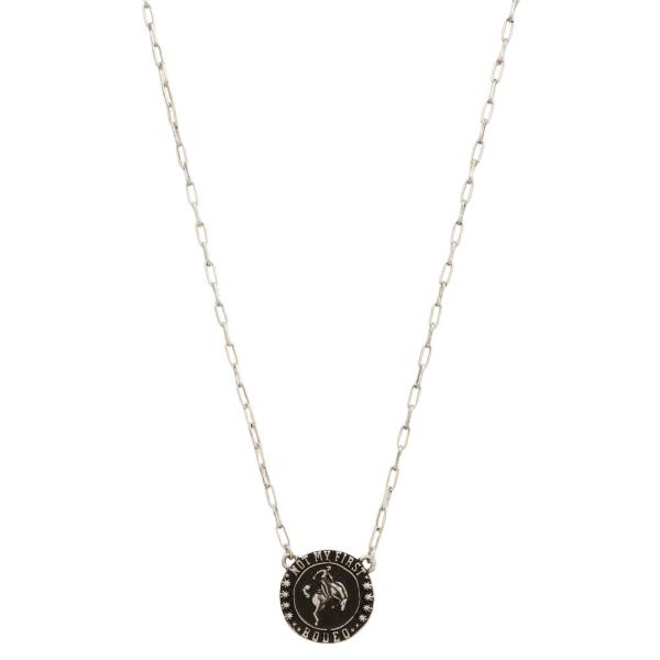 WESTERN ROUND METAL PENDANT NECKLACE