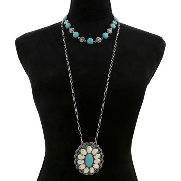 WESTERN STYLE PENDANT LAYERED NECKLACE