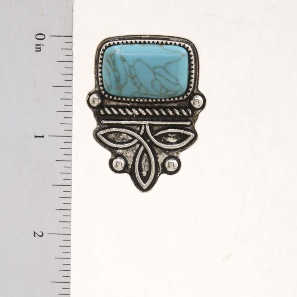 WESTERN TURQUOISE BEAD METAL EARRING