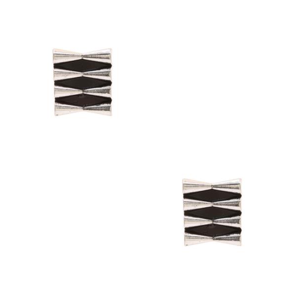 TWO TONE METAL SQUARE EARRING