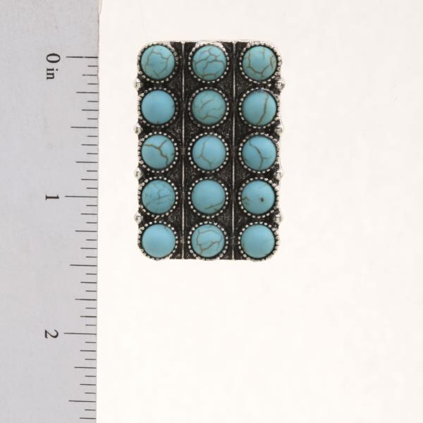 TURQUOISE BEADED RECTANGLE EARRING