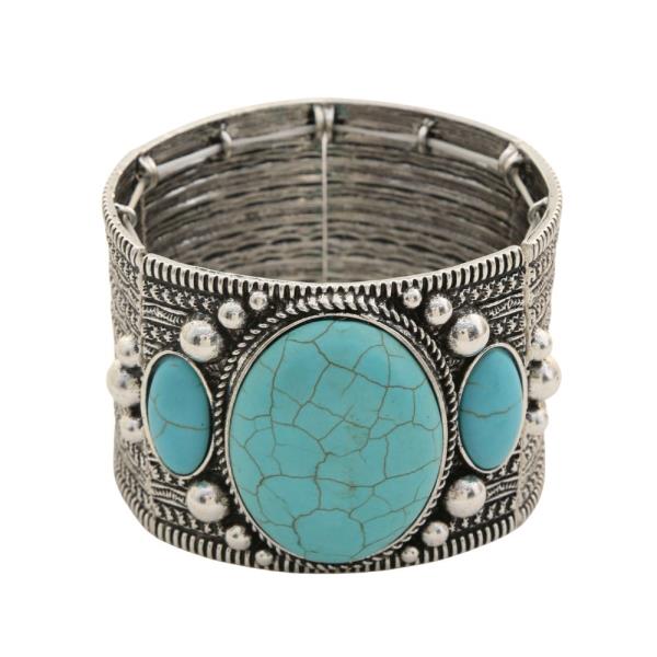 TURQUOISE BEAD METAL BRACELET