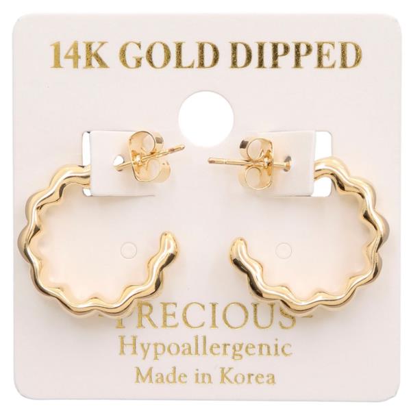 14K GOLD DIPPED WAVY OPEN HOOP GOLD DIPPED EARRING