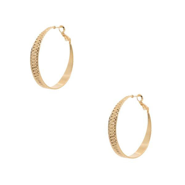 14K GOLD DIPPED TEXTURED EDGE HOOP EARRING