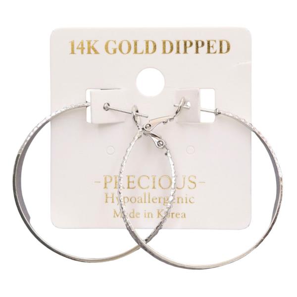 14K GOLD DIPPED TEXTURED EDGE HOOP EARRING