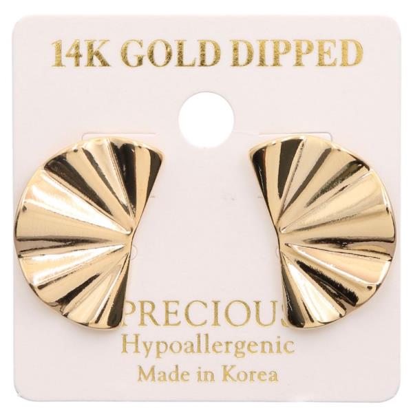 14K GOLD DIPPED RUFFLE FAN EARRING