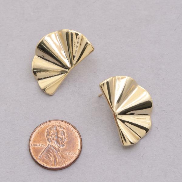 14K GOLD DIPPED RUFFLE FAN EARRING