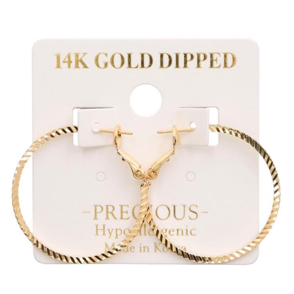 14K GOLD DIPPED TEXTURED HOOP EARRING