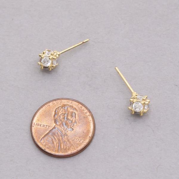 14K GOLD DIPPED CZ CUBE STUD EARRING