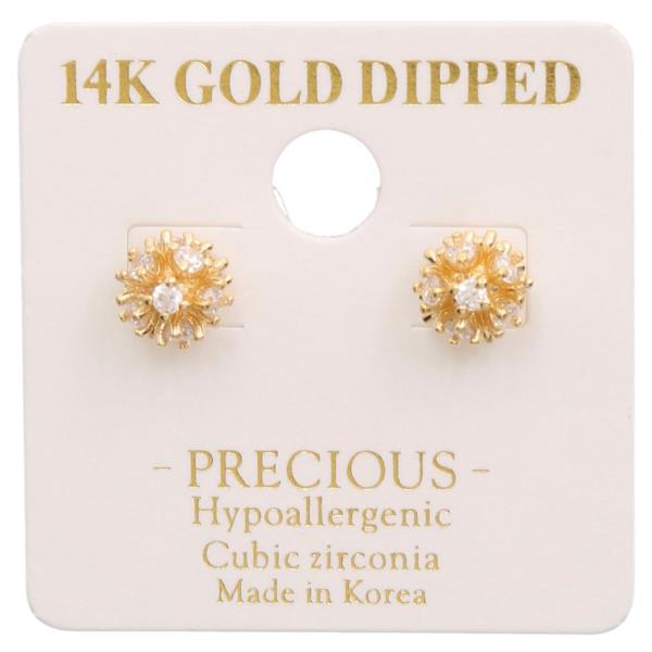 14K GOLD DIPPED CZ  STUD EARRING
