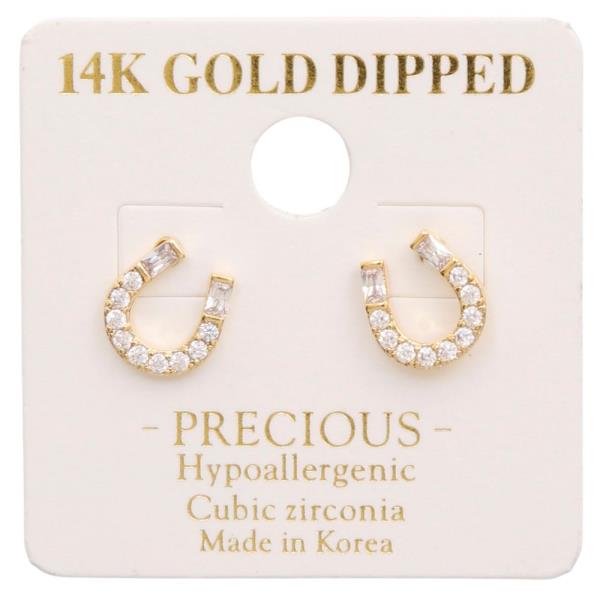 14K GOLD DIPPED HORSESHOE CZ STUD EARRING