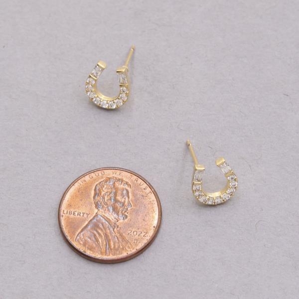 14K GOLD DIPPED HORSESHOE CZ STUD EARRING