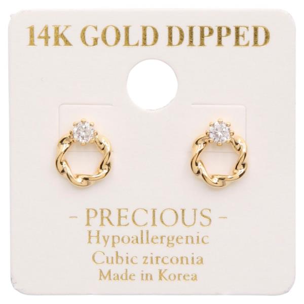 14K GOLD DIPPED CRYSTAL METAL EARRING