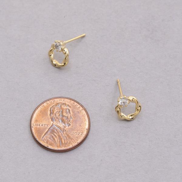 14K GOLD DIPPED CRYSTAL METAL EARRING