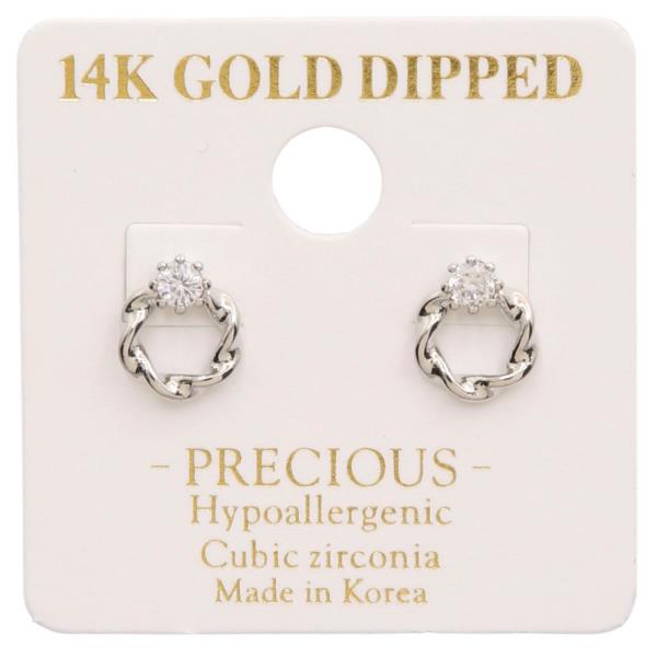 14K GOLD DIPPED CRYSTAL METAL EARRING