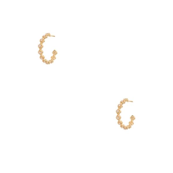 14K GOLD DIPPED CLOVER PATTERN RHINESTONE MINI HOOP EARRING