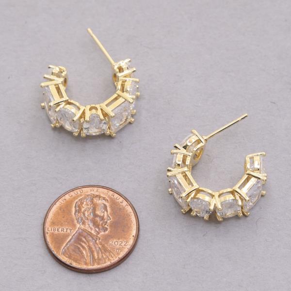 14K GOLD DIPPED CRYSTAL EDGE OPEN HOOP EARRING