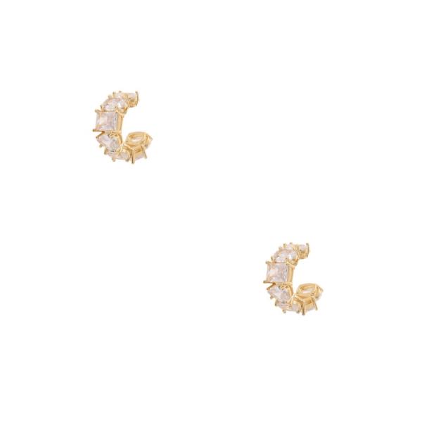 14K GOLD DIPPED CRYSTAL EDGE OPEN HOOP EARRING