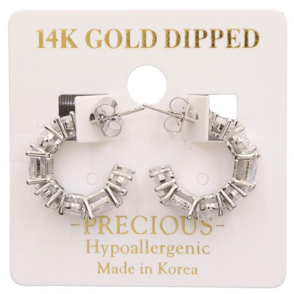 14K GOLD DIPPED CRYSTAL EDGE OPEN HOOP EARRING
