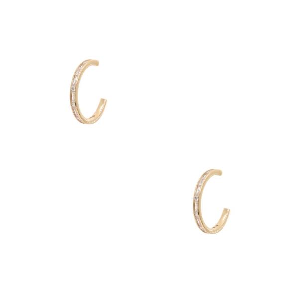 14K GOLD DIPPED OPEN HOOP CRYSTAL EDGE EARRING