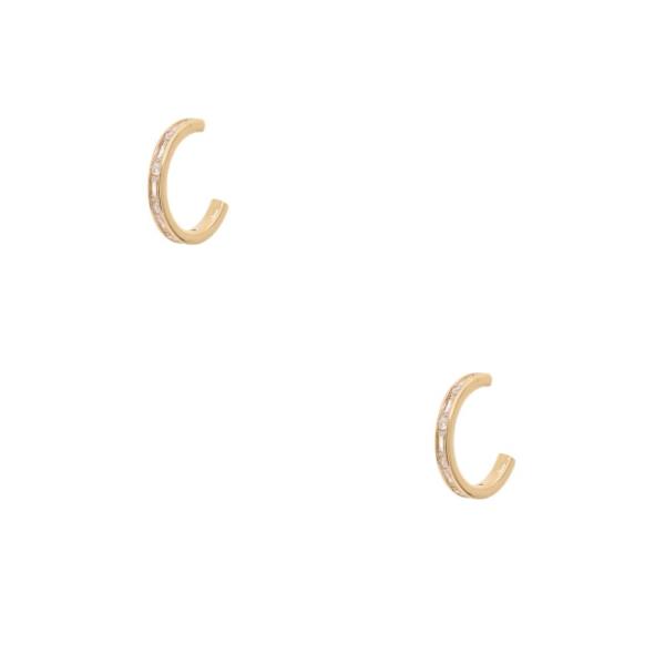 14K GOLD DIPPED OPEN HOOP CRYSTAL EDGE EARRING