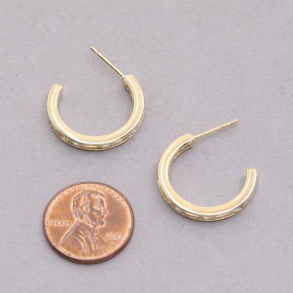 14K GOLD DIPPED OPEN HOOP CRYSTAL EDGE EARRING