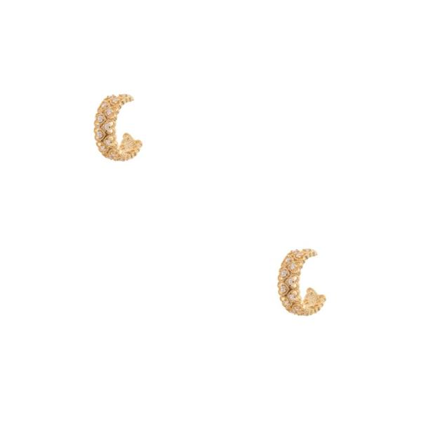 14K GOLD DIPPED HEART PATTERN RHINESTONE MINI HOOP EARRING