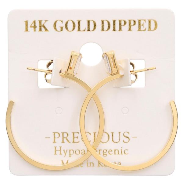 14K GOLD DIPPED HALF OPEN HOOP CRYSTAL EARRING