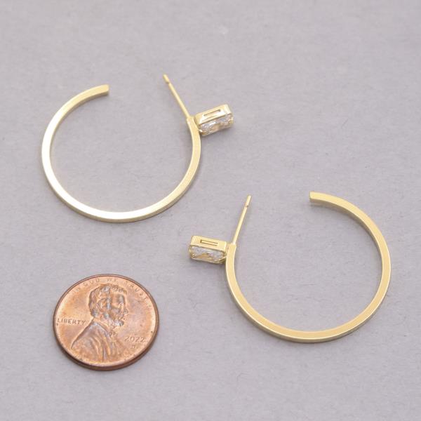 14K GOLD DIPPED HALF OPEN HOOP CRYSTAL EARRING