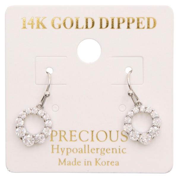 14K GOLD DIPPED CRYSTAL DANGLE EARRING