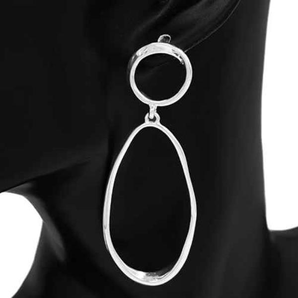 ROUND LONG OVAL LINK METAL EARRING